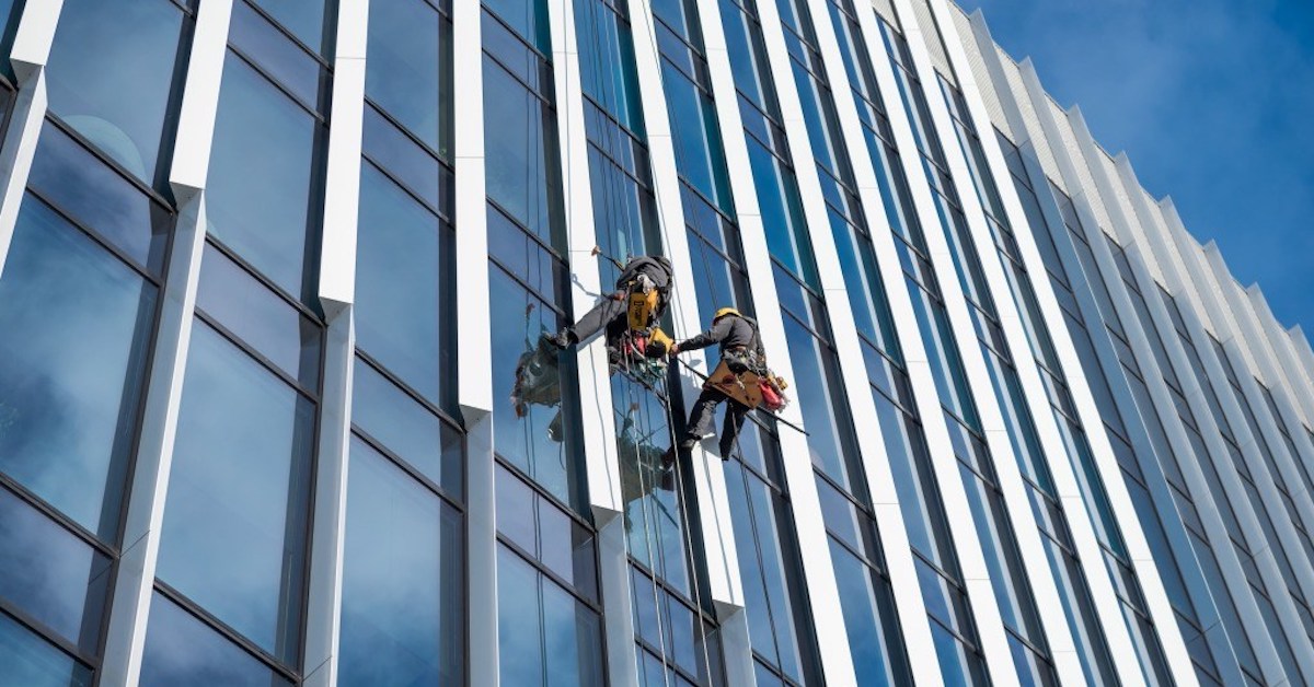 A pilot installation of perovskite solar panel on the Spark office's facade in Warsaw