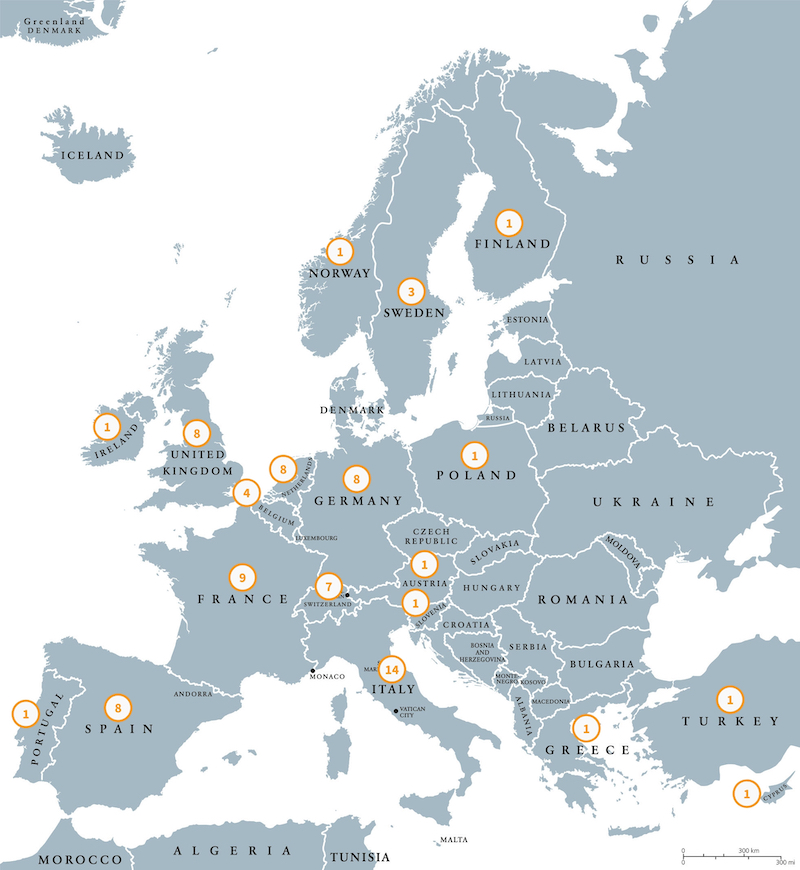The European Perovskite Initiative - number of members in certain countries